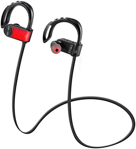 Joyeer Bluetooth Wireless Sport Headphone Anwer/Hang Up Calling Ear Hanging Music Earphone Noise Reducing Voice Control Headset with Micro for Smart Phone , red