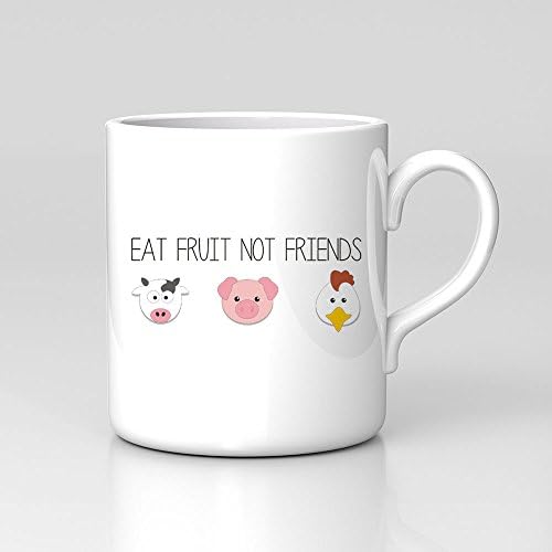 Eat Fruit Not Friends Vegan Funny Quote Animals Veg Mug Great Birthday Gift