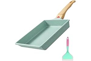 Yuragim Tamagoyaki, padella rettangolare giapponese, antiaderente per omette giapponese, con manico rimovibile, Tamagoyaki, padella a induzione per uova, pancetta, cucina domestica, 19 x 16 cm, verde