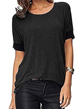 ELFIN® Frauen Damen T-Shirt Rundhals Kurzarm Ladies Sommer Casual Oberteil Locker Bluse Tops - weiches Material...