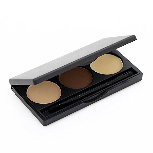 VONISA Wasserfest 3 Farben Augenbrauenpuder Braun Ausrüstung Brauen Schattierung Palette Schönheit Kosmetik Creme Highlighter Make Up Augenbrauen Filler + 4 Augenbrauen Schablone Augenbrauen Pinsel - 6