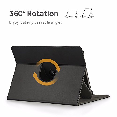 Samsung Galaxy Tab A (2016) 10.1 Hülle, Easyacc Samsung Galaxy Tab A 10.1 T580N/ T585N 360 Grad Drehung Schutzhülle Flip Case Book Cover Hüllen Ledertasche lederhülle mit Standfunktion (Schwarz, Kunstleder, 360 Grad Drehung) - 2