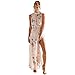 Produktbild Damen Kleid Yesmile Mode Frauen Chiffon Floral Drucken ärmelloses Kleid Rücken Losen Casual Boho Strand Lange Maxi Dress Bohemian Gerade Kleid ärmelloses Knöchellanges Kleid Elegnant O-Neck Sommer Kleid Casual Party Täglich Lond Kleid Niedlich Gabel Kleid (S, Rosa)