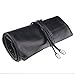 Travelmall Makeup brush rolling case pouch holder Cosmetic bag organizer Travel portable 18 pockets Cosmetics Brushes leather case (black)