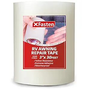 XFasten RV Awning Repair Tape, 3-Inches x 30 Feet, Waterproof Rip Stop Patch for Vinyl, RV punctures, Camper, Awning, Canopy, Tents, Tarpaulin and Greenhouse