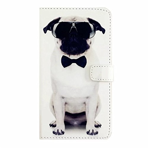 MUTOUREN iPhone 7 Plus (5.5 Zoll) Drucken 2 in 1 Brieftasche Bumper Slim-Schutzhülle Tasche mit Karten- / Geldscheinfach PU Leder Handyhülle Schutzhülle Magnetverschluss Kunstleder Flip Case Tasche Hülle Schutz Etui Schale + Eingabestift – Cool Hund - 2