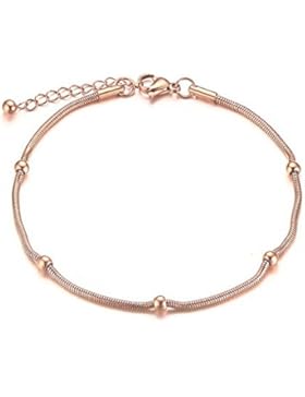 findout hochwertigen 14K Roségold vergoldet Titan Stahl glatt Wulst Fußkettchen (f1287)