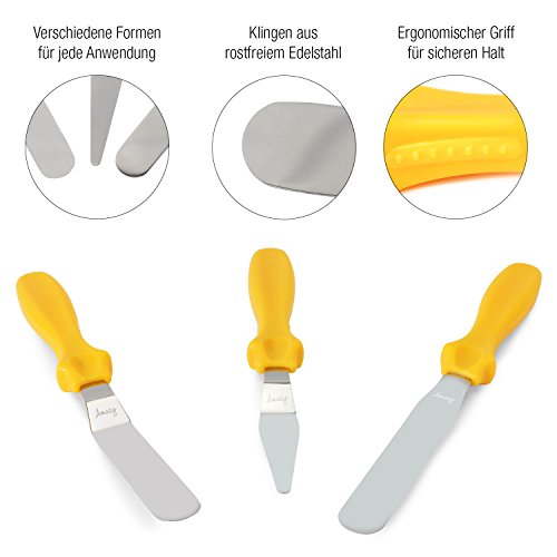 Amazy Edelstahl Streichpalette (3 tlg.) – Hochwertige Winkelpalette im 3er Set für gleichmäßige Überzüge und Glasuren von Kuchen, Torten und Cupcakes (12 cm) - 2