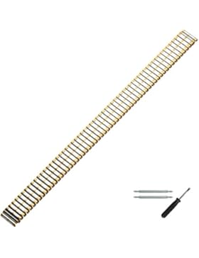 MARBURGER Uhrenarmband 12mm Edelstahl Silber Gold - Edelstahl - Inkl. Zubehör - Ersatzarmband, Schließe Silber...