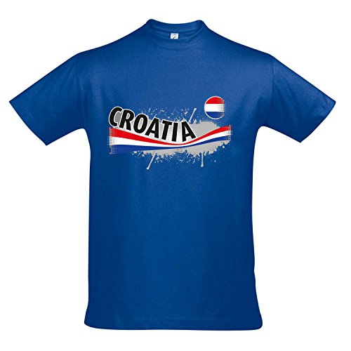 Fanshirt Herren CROATIA, Kroatien Ländershirt EM / WM Trikot S-XXL , Royal blue , XXL