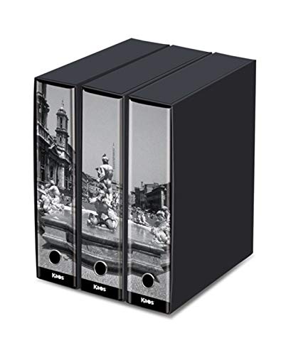 kaos-Juego de 3 archivadores de palanca A4 decorados con LA FONTANA DEL MORO IN PIAZZA NAVONA