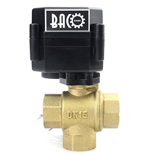 BACOENG 1/2″ DN15 Messing BSP 3 Wege Motorkugelhahn Zonenventil(DC12V CR02 3 Drähte Elektrische Elektro Kugelventil) - 3