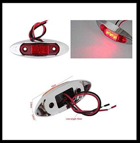 LED Side Marker Lights, Set of 4(Chrome/Red) 100X26X38MM