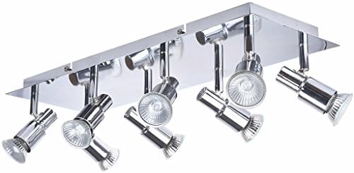 ROMKE Large Modern Rectangular Silver Chrome 8 Way GU10 Ceiling Spotlight Adjustable Ceiling Kitchen Lights