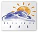 Produktbild Watercolor Mouse Pad, Rain Depiction with Watercolors Paint of Sun on Fluffy Cloud Climate Sky Print, Standard Size Rectangle Non-Slip Rubber Mousepad, Blue Yellow