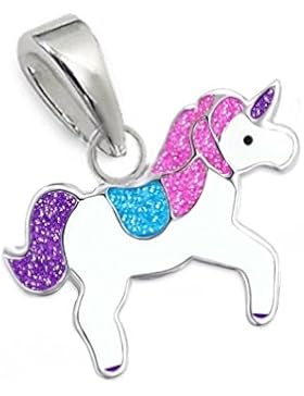 GH* Glitzer Einhorn ANHÄNGER 925 Sterling Silber Kinder Mädchen Geschenkidee Pferd