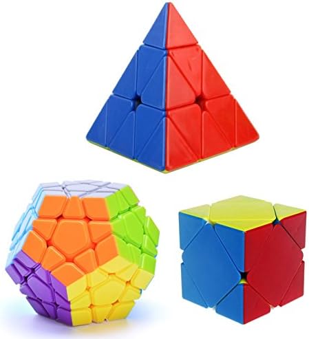 Funs (TM) Stickerless Megaminx Pyraminx Skewb Cube Speed Puzzle Toy Set of 3