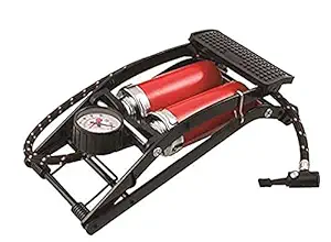 Lukzer 1PC Portable Pedal Pump High Pressure Gauge Tire Inflator Double Cylinder Foot Pump Durable for Bicycle Balls Motorcycles