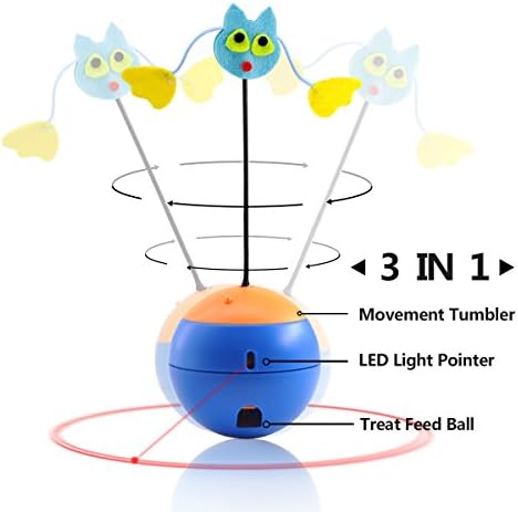 Aootech Cat Toys Interactive, LED Light Pointer, Cats Tumbler Puzzle Crazy Fun Food Leakage Ball Pet Scratching Training Tool