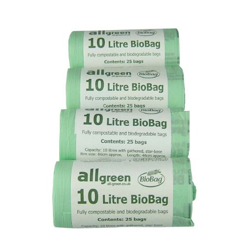 All-Green 10 Liter kompostierbarer BioBag Küchenmüllsack, 100 Müllsäcke
