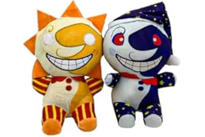 helu helu 2 x peluche Sundrop FNAF 9,8 pollici, Kawaii Sundrop Moondrop FNAF Security Breach peluche, peluche da clown, collezione di peluche per bambini e fan.