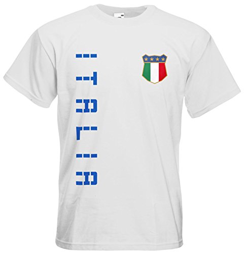 Italien Italia EM 2016 T-Shirt Trikot Name Nummer (Weiß, L)