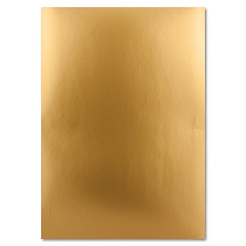 Metallic Papier DIN A4 | Gold Metallic | 25 Stück | glänzendes Bastelpapier mit 90 g/m² | Rückseite Weiß | Ideal für Einladungen, Hochzeiten, Bastelarbeiten oder besondere Briefe - 2