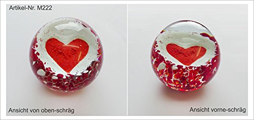 Traumkugel- Briefbeschwerer medium: Motiv rotes Herz – Handarbeit - 2