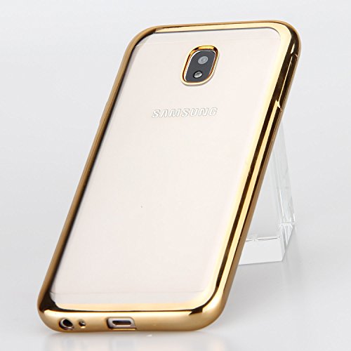 Ambaiyi Ultra Delgado Protecci  n Carcasa Bling Transparente Gel TPU Silicona Funda para Samsung Galaxy J3 2017 SM J330F   Android 7 0     dorado