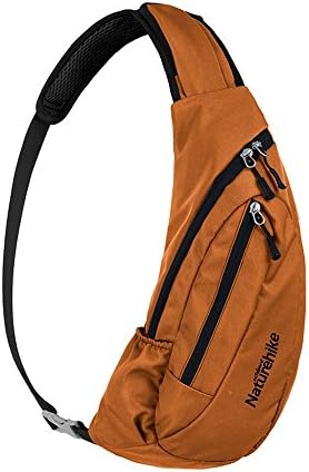 Casual Compact Lightweight Nylon Chest Sling Shoulder Backpacks Small Waterproof Crossbody Bag for Cycling,Hiking,Walking (Orange&amp;Black)