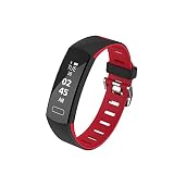Fulltime E-Gadget 0.91inch Pulsmesser Monitor Bluetooth 4.0 Smart Armbanduhr Pedometer IP67 wasserdicht Standby 30 Tage Smartwatch (Rot)