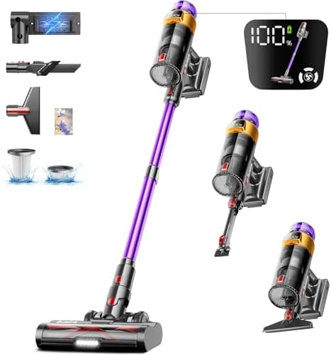 Bulelink Aspirapolvere senza fili 45000Pa/550W/70Min, 1.8L Aspirapolvere con Display
