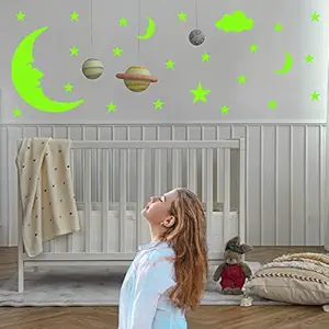 Ashamohar Glow in The Dark Stars for Ceiling Stickers Including The Glow Stars, Crescent Moon, Cloud, Wall Decals Perfect for Kids Room Decor ( Pack of 2 )