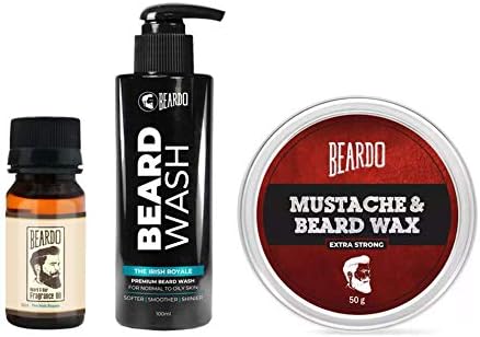 Beardo The Irish Royale Beard Oil (30ml), Wash (100ml) & Extra Strong Wax (50g) Combo