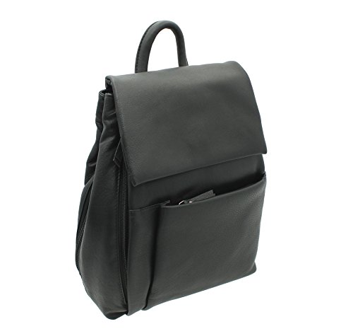 Ashlie Leather Mochila de Cuero, de Peso Ligero, con Asa de Sujeción AC8202 Negro