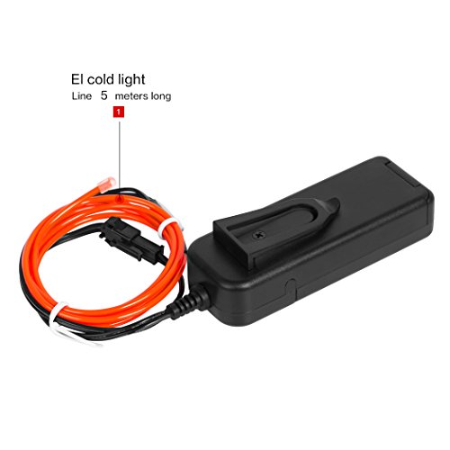 B-right 5m Neon Beleuchtung EL Wire EL Kabel für Weihnachten, Partys,Halloween Kostüm, Auto Fahrrad beleuchtet flexibles Streifen, Rot - 3
