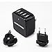 Price comparison product image USB Charger Ennotek 4-Port Wall Charger Travel Adapter with Interchangeable UK/EU/US Plugs (6.8 Amp) for iPhone, iPad, Samsung and other Phones - Black