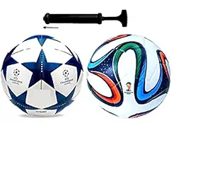Rio Port Combo Multi Color Design Football Official Size 5 Light Touch Foot Ball for Kids and Adults, Training, Indoor and Outdoor Games (Pack of 2 Football) with Free Air Pump