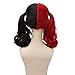 Women's Fashion Half Red and Black Weave Cosplay Wigs