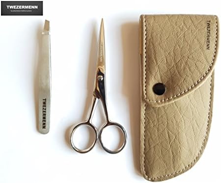 TWEZERMENN MENS Beard & Moustache Scissors / slanted tweezers