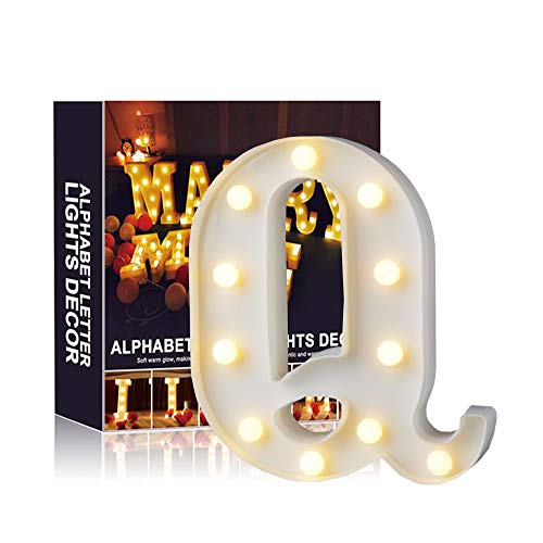 A-Z Alphabet Light White LED Lámparas de noche Plastic Letter Standing Hanging Lighting para Wedding Party Dormitorio Decoración de Navidad by Moobom (Q)