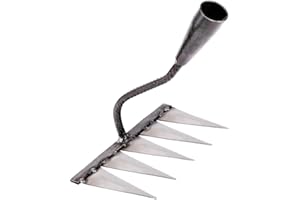 Râteau de jardin Delmkin Râteau de jardin en métal Râteau en acier au carbone trempé pour désherber, creuser et desserrer (Style 1)