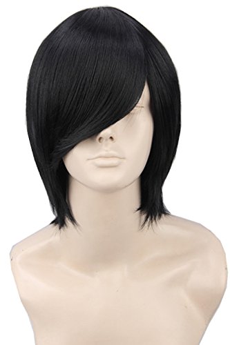 Topcosplay Unisex Universal Short Straight Cosplay Costumes Halloween Party Hair Full Wigs (Black)
