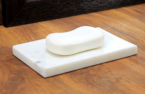 KLEO Marble Stone Soap Dish Soap Holder Bath Accessories Bathroom Accessories - Rectangular - White