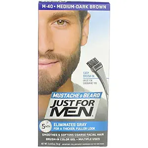 Just For Men Mustache & Beard Brush-In Color Gel Medium-Dark Brown M-40-1 ea, Pack of 6