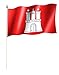 Produktbild Stockflagge/Stockfahne HAMBURG Flagge/Fahne ca. 30 x 45 cm mit ca. 60cm Stab/Stock