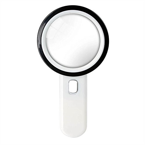 Idealeben 20x Lupa de lectura altos aumentos 12 LEDs altos brillos iluminaci  n perfecto para personas mayores    Blanco y Negro   