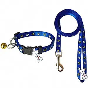 Petlicious & More? Small Puppy Soft Nylon Collar & Leash Set (Size -10mm, Length 5 ft, Color - Blue, Pack of One)