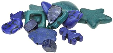 Bead House Assorted Gemstone Shaped Beads Blue & Green Mix Box 280g