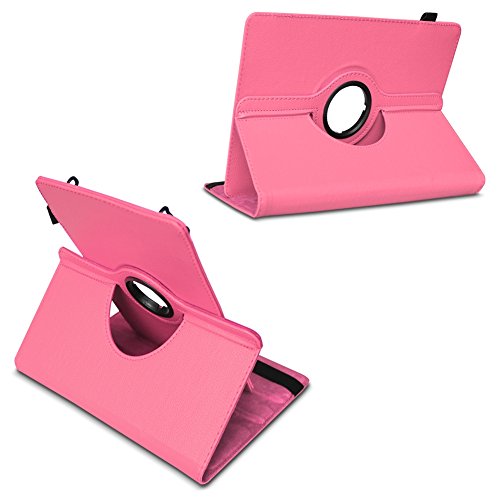 NAUC Tasche für Vodafone Smart Tab 4 / 4G Hülle Tablet Schutzhülle Farbauswahl Kunstleder Cover Case Schutztasche Stand 360° Drehbar Etui Zubehör , Farben:Pink - 4